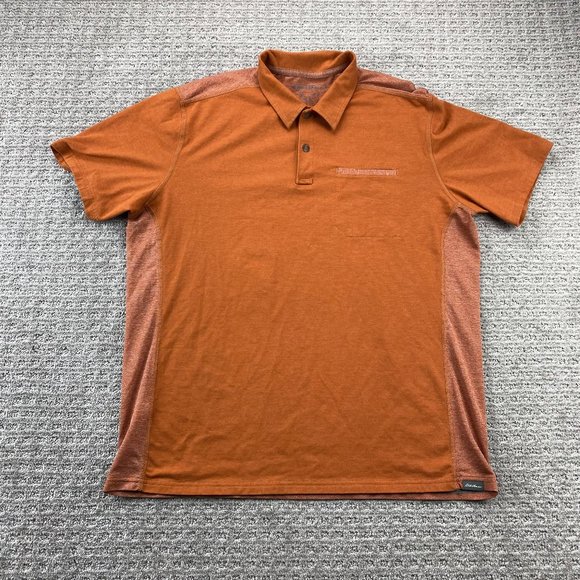 Eddie Bauer Free Dry Golf Shirt Men Large L Orange Casual Breathable Mesh Back - Picture 1 of 9